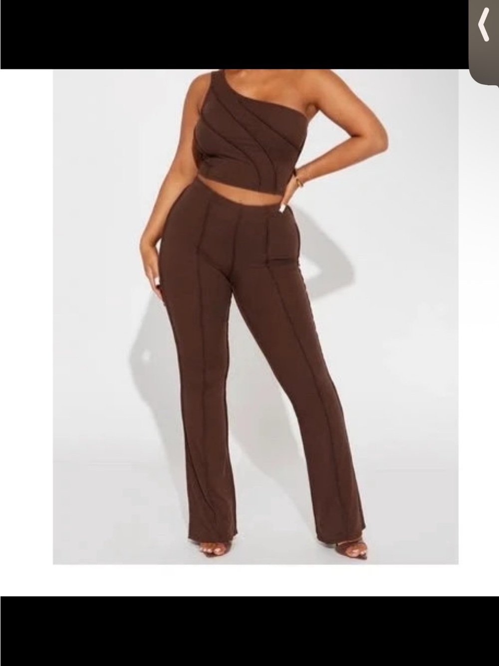 Fashion Nova Dark Brown Bootcut Seam Flare Pants Set